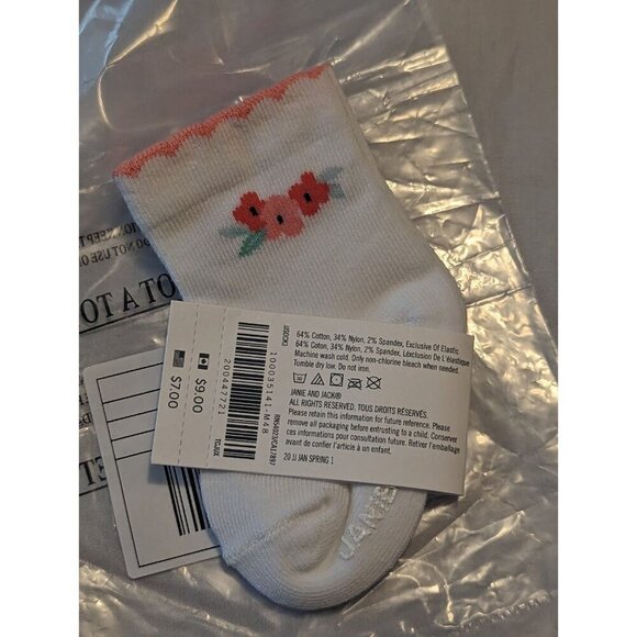 NWT Janie And Jack Flower Socks Girls 0-3 Months White Knit Scalloped Trim (1078 - Picture 6 of 10